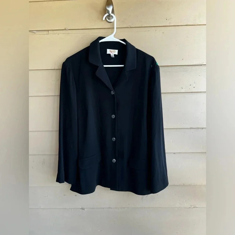 Vintage Black Classic Contemporary Talbots Button Down Shirt - Women's Size 14